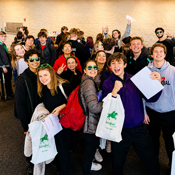 Group of students participating in a Yavapai College campus tour