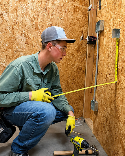 Student completing electrical training in the Skilled Trades Center