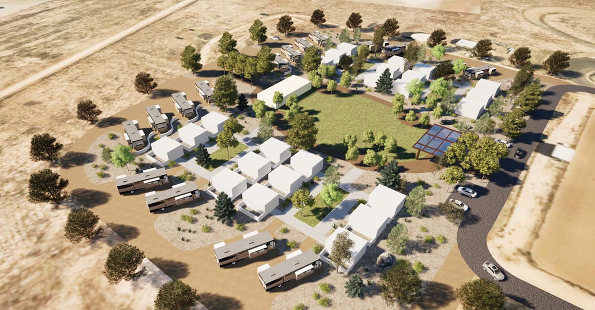 Aerial view of Yavapai College Chino Valley Center with open land near campus
