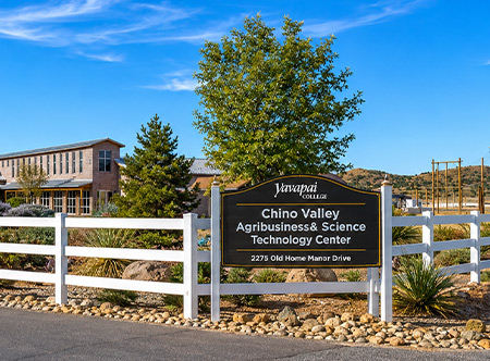 Entrance sign for the Yavapai College Chino Valley Agribusiness and Science Technology Center