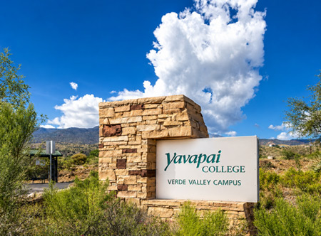 Entrance sign for Yavapai College Verde Valley Campus