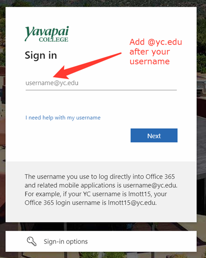 Microsoft sign-in screen requesting a YC username