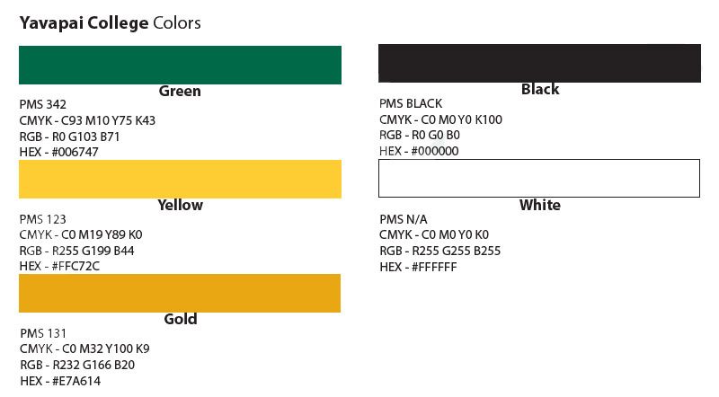 YC official colors reference chart