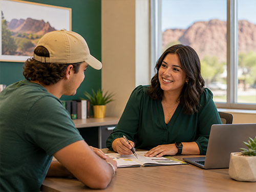 Transfer student meeting with a Yavapai College advisor