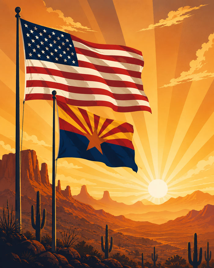 United States and Arizona flags