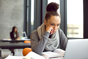 Student studying at aTesting Center photo